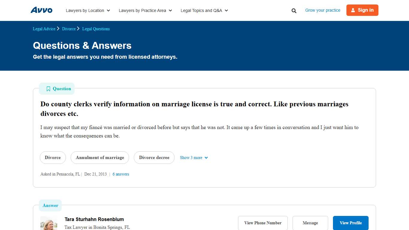 Do county clerks verify information on marriage license is true and correct. Like previous marriages divorces etc. - Legal Answers
