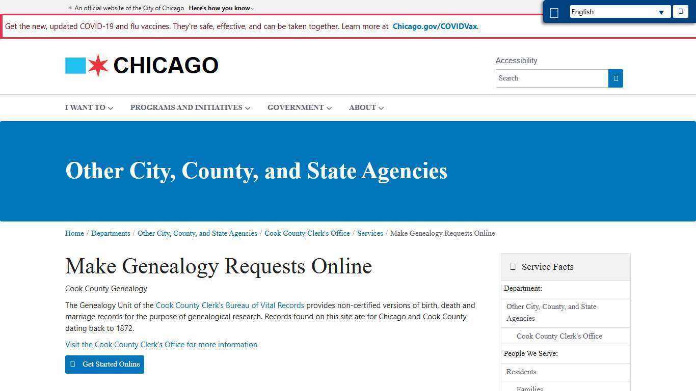 City of Chicago :: Make Genealogy Requests Online